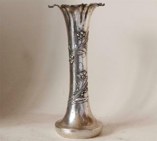 Antique German Art Nouveau/jugendstil 800 Silver Vase By F.  Bahner C.  1910s