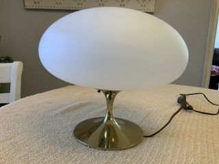 Mid Century Modern Laurel Lamp Brass Mushroom 6301 Blown Glass Globe Italy