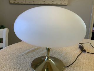 Mid Century Modern LAUREL LAMP BRASS Mushroom 6301 Blown Glass Globe Italy 2