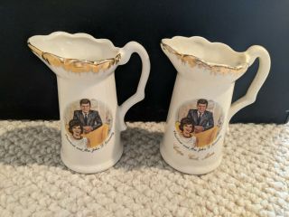 Set Of Two President And Mrs.  John F.  Kennedy Porcelain Pitchers -