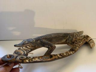Unique Hand Carved Wooden Alligator Crocodile African Art Sculpture Figure Vtg