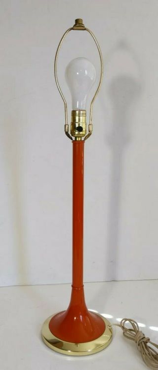Vintage Retro Mid Century Modern Table Lamp - Orange,  Gold Metal - Tulip