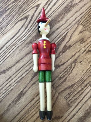 Vintage Wooden Pinocchio Doll Posable Limbs Articulated Joints 16 "
