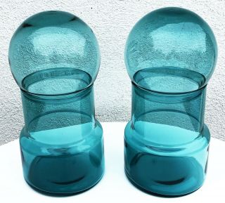 1 ITALIAN EMPOLI AQUA GLASS CANISTER APOTHECARY JAR MCM SCANDINAVIAN MODERNIST 2