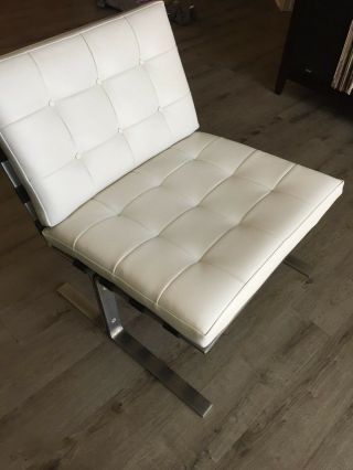 Mid Century Modern Mcm Ludwig Mies Van Der Rohe Barcelona Style Chair White