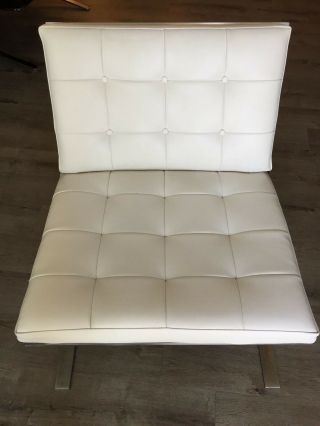 Mid Century Modern MCM Ludwig Mies van der Rohe Barcelona Style Chair White 2