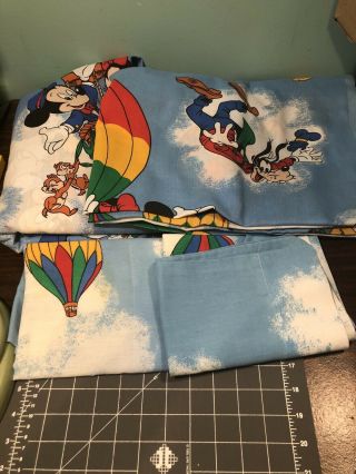 Vintage Disney Mickey Mouse Hot Air Balloon Full Sheet Set,  2 Pillow,  Fitted,