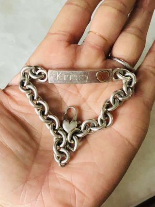 Vtg 14k Gold &.  925 Sterling Silver Id Love Heart Bracelet 25.  4g,  7.  5” - Krissy