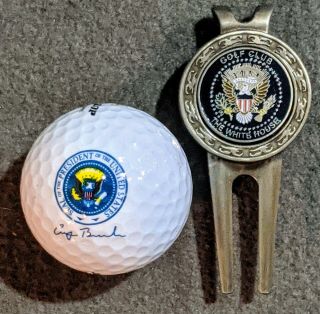 George Bush Presidential Seal Golf Ball White House Divot Tool Secret Service