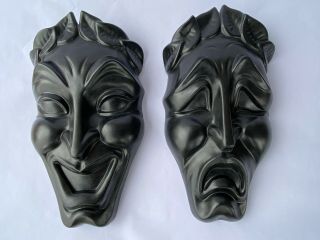 Mid Century Modern Vintage Comedy And Tragedy Wall Masks Hollywood Regency 1960s