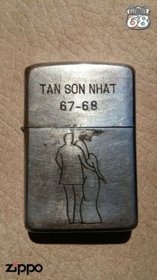 Vintage Zippo Petrol Lighter Vietnam War Tan Son Nhat 67 - 68