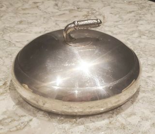 Vintage Silver Plate - Curling Stone Theme - Glass Relish Dish With Lid - Ep Copper