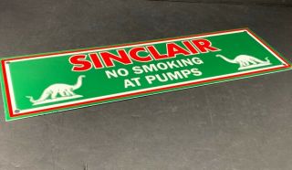 Vintage Sinclair No Smoking At Pumps Dino 16 " Porcelain Metal Gasoline Oil Sign
