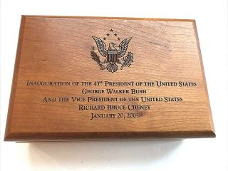 2005 President George W.  Bush Official Inaugural Trinket Jewelry Wood Box