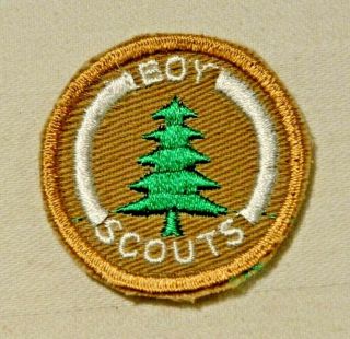 Green Xmas Tree Boy Scout Forester Proficiency Award Badge Tan Cloth Large $1