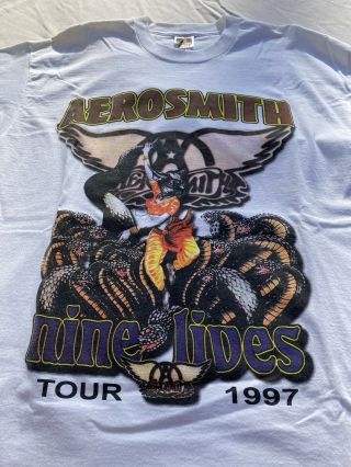 Vtg Aerosmith Nine 9 Lives Tour 1997 Concert Shirt Size Xl Vintage Rock Music