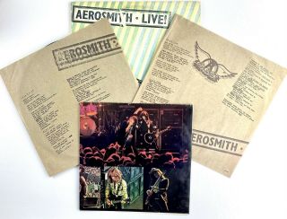 Aerosmith Live Bootleg Double Vinyl Lp (1978 Columbia) W/ Band Color Poster Good