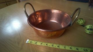 Arts And Crafts Heavy Copper Bowl 8 1/2 " Wide With Brass Handles Circa 1900 - 1910