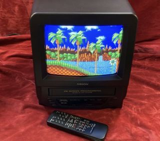 Vintage 9” Tv Vcr Vhs Crt Combo Retro Gaming Av In Video Recorder N64