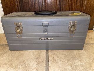 Vintage Craftsman Gray Metal Single Compartment Hand Tool Box W/tray