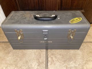 Vintage Craftsman Gray Metal Single Compartment Hand Tool Box W/Tray 2