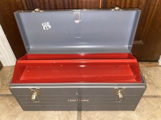 Vintage Craftsman Gray Metal Single Compartment Hand Tool Box W/Tray 3