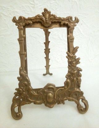 Vintage Brass Picture Frame Rococo/art Nouveau Style Easel Back