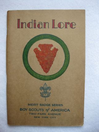 Bsa Indian Lore Merit Badge Series Booklet,  Copyright 1932