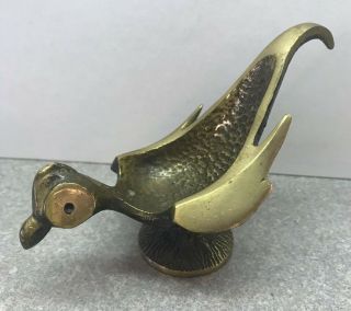 Mcm Mid - Century Modern Brass Figural Pheasant Bird Pipe Other Holder Israel