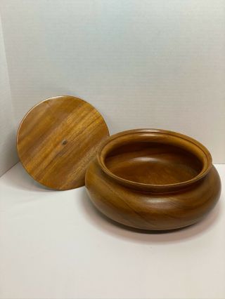 Hand turned Wood Bowl Mid Centry Modern 12” Wide 4.  5 “ Deep 3