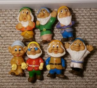 Vintage Walt Disney Snow White & The Seven Dwarfs Rubber Squeak Toys (hong Kong)
