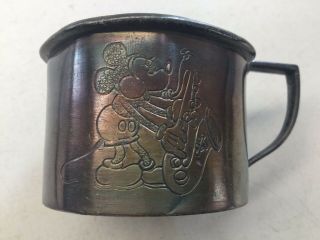Antique Mickey Mouse Playing Saxophone Silverplate Baby Cup