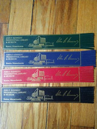 John F.  Kennedy Library And Museum Leather Bookmarks (4) Ameropean Corp/ England
