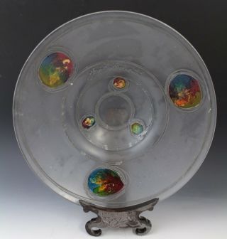 Vintage Mystery Artist Signed Large Frosted Studio Art Glass Centerpiece Bowl