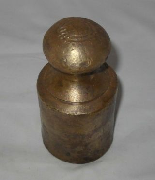 Antique Greek Solid Brass Balance Scale Weight 400 Drams Or Dirhems W/1956 Stamp