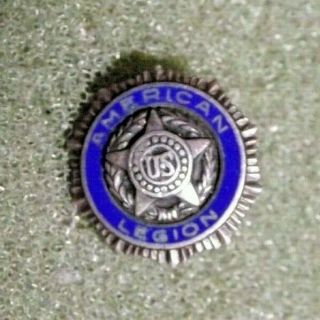 Vintage American Legion US Screw Back Lapel Pin Back Signed Sterling Silver Pat. 2
