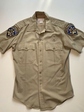 Vintage California Highway Patrol Uniform Shirt With 2 Patches.  1980s