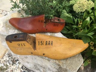 Vintage Wooden Cobbler Shoe Forms Gebl Co Antique Wood Tool Size 9 Large 15 1/2