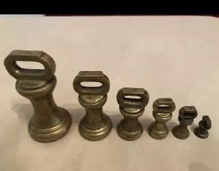 Antique 19th Century Set Of Brass Bell Weights For Victorian Scales