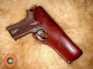 Fine Rare Vintage H.  H.  Heiser Denver Leather Holster For Colt 1911 Govmt.