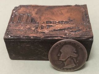 Vintage Engraved Copper & Wood Printing Block of COW Farm Livestock ANTIQUE 2