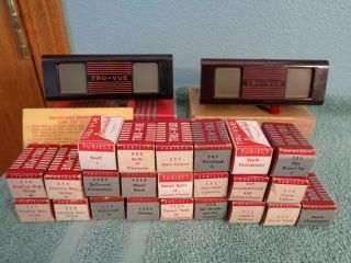 2 Vintage Bakelite 3d Tru - Vue Viewer Steroscope With Boxes 23 Film Strips