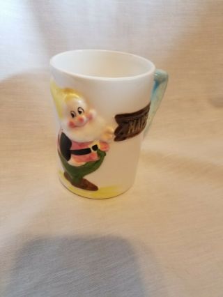 Vintage Walt Disney Productions Snow White Seven Dwarfs Happy Ceramic Mug