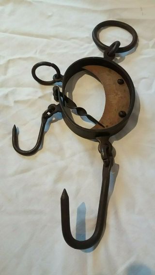 Antique Buffalo Hide Scale Hanging Brass & Iron Mancur Scale