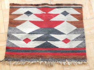 Vintage Navajo Indian Square Rug Blanket - Sampler Size - Regional Dsgn