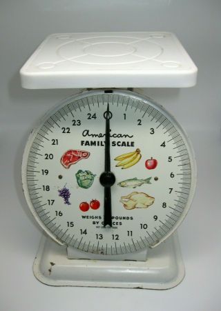 Vintage American Family Scale 25 Pounds By Ounces White