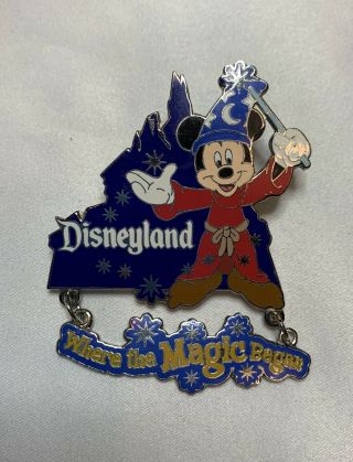 Disney Pin Where The Magic Begins Mickey Mouse Disneyland Fantasia Apprentice