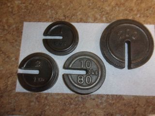Vintage Platform Scale Cast Iron Hanging Weights,  General Store,  Hardware Store