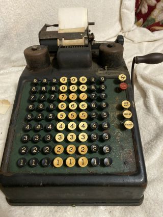 Antique Burroughs 8 Column Adding Machine 9a78120 Fully Functional,  Chipped Keys