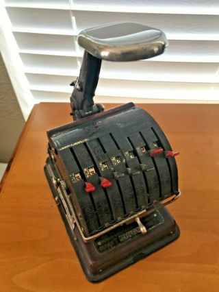 Antique F & E Lightning Hedman Check Writer Protector Machine Series T Model 7p